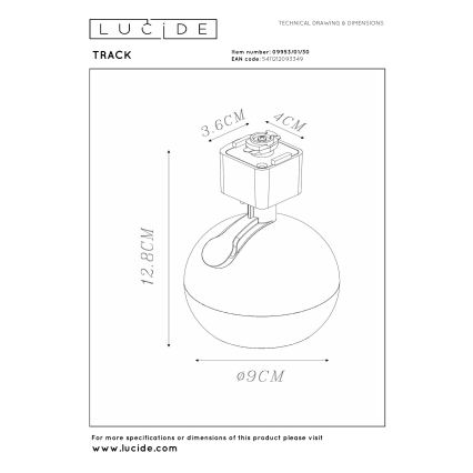 Lucide 09953/01/30 - Bodové svítidlo do lištového systému TRACK 1xGU10/MR16/50W/230V