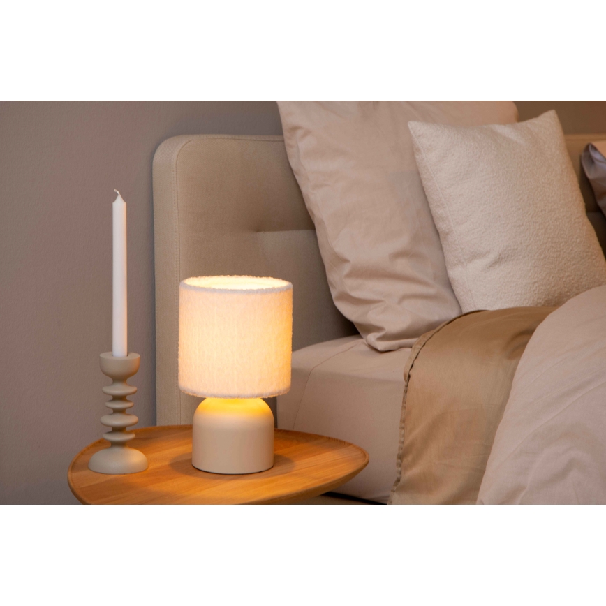 Lucide 10516/01/38 - Stolní lampa WOOLLY 1xE14/40W/230V krémová