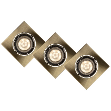 Lucide 11002/15/03 - SADA 3x LED podhledové svítidlo FOCUS 3xGU10/5W/230V bronz hranaté