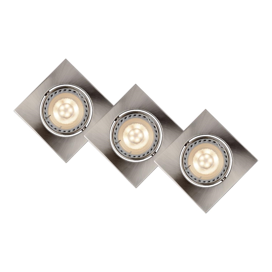 Lucide 11002/15/12 - SADA 3x LED Stmívatelné podhledové svítidlo FOCUS 1xGU10/5W/230V matný chrom hranaté