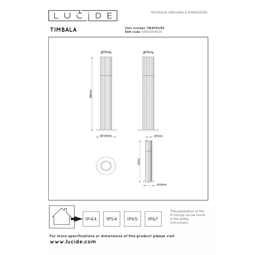 Lucide 11841/01/30 - Venkovní lampa TIMBALA 1xGU10/7W/230V IP44