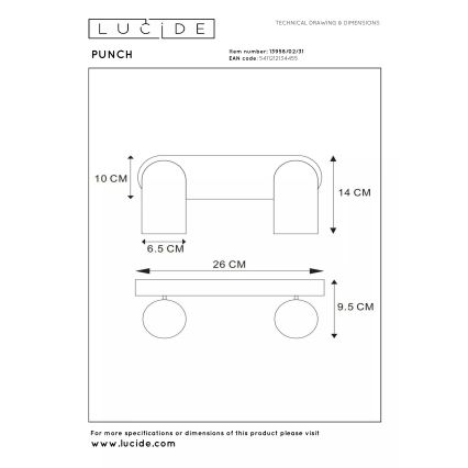 Lucide 13958/02/31 - Bodové svítidlo PUNCH 2xGU10/35W/230V bílá