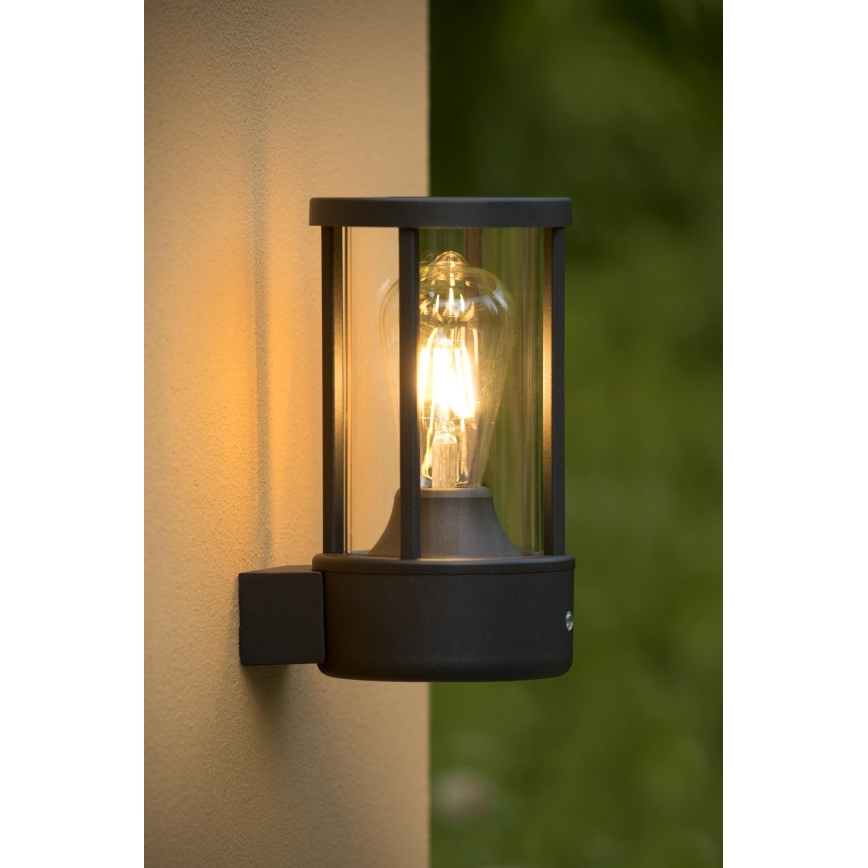 Lucide 14893/01/30 - Venkovní nástěnné svítidlo se senzorem soumraku LORI 1xE27/15W/230V IP44