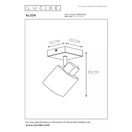 Lucide 17999/01/30 - Bodové svítidlo ALION 1xE14/25W/230V