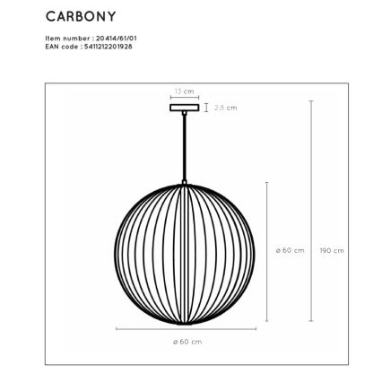 Lucide 20414/61/01 - LED Lustr na lanku CARBONY LED/10W/230V