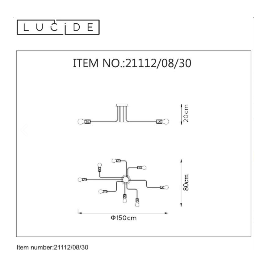 Lucide 21112/08/30 - Přisazený lustr LESTER 8xE27/40W/230V