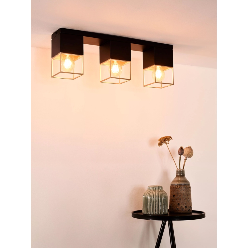 Lucide 21120/03/30 - Stropní svítidlo RIXT 3xE27/40W/230V černá