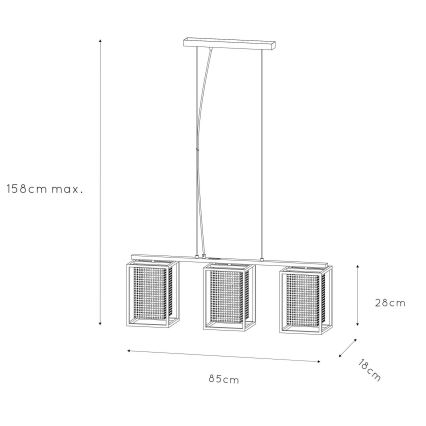 Lucide 21422/03/30 - Lustr na lanku SANSA 3xE27/40W/230V