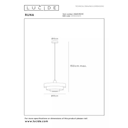Lucide 21443/35/33 - Lustr na lanku RUNA 1xE27/40W/230V zelená