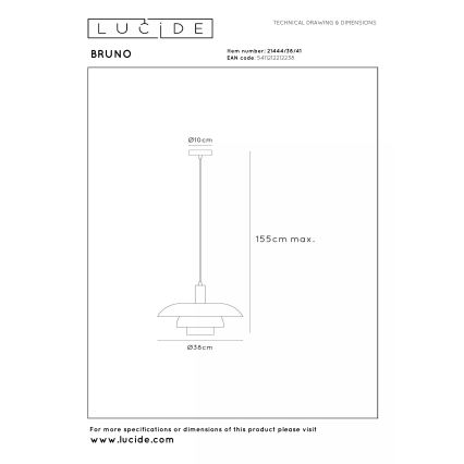 Lucide 21444/38/41 - Lustr na lanku BRUNO 1xE27/40W/230V béžová