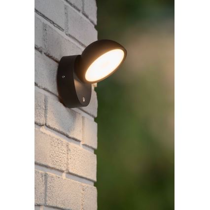 Lucide 22865/12/30 - LED Venkovní nástěnné svítidlo se soumrakovým senzorem FINN LED/12W/230V IP54 černá