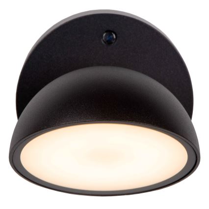 Lucide 22865/12/30 - LED Venkovní nástěnné svítidlo se soumrakovým senzorem FINN LED/12W/230V IP54 černá