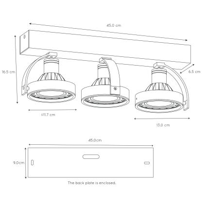 Lucide 22968/36/30 -LED Stmívatelné bodové svítidlo DORIAN 3xGU10/12W/230V černá