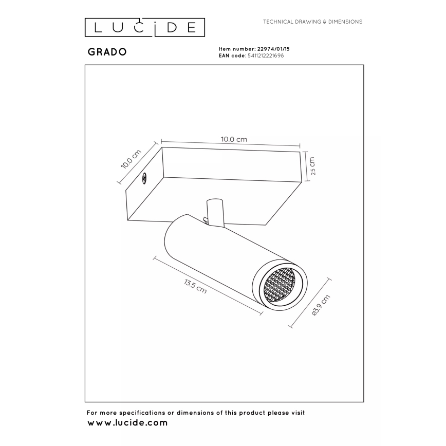 Lucide 22974/01/15 - Bodové svítidlo GRADO 1xGU10/40W/230V hnědá/černá
