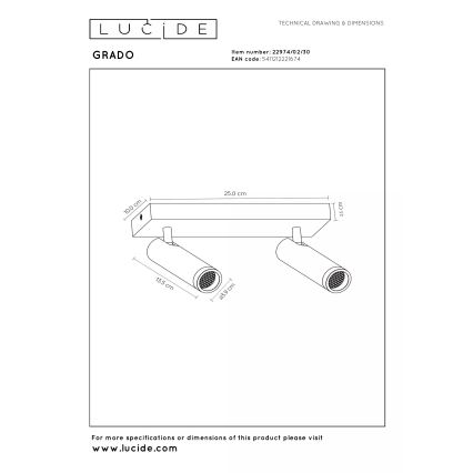 Lucide 22974/02/30 - Bodové svítidlo GRADO 2xGU10/8W/230V černá