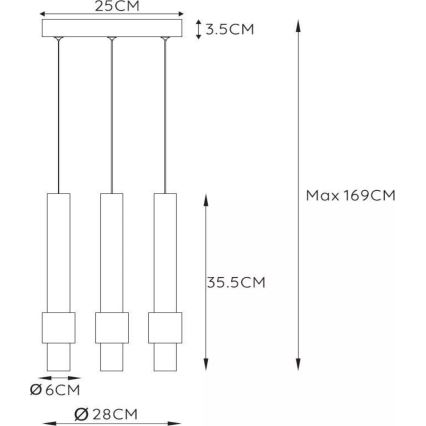 Lucide 24402/15/96 - LED Stmívatelný lustr na lanku MARGARY 3xLED/4W/230V mosaz