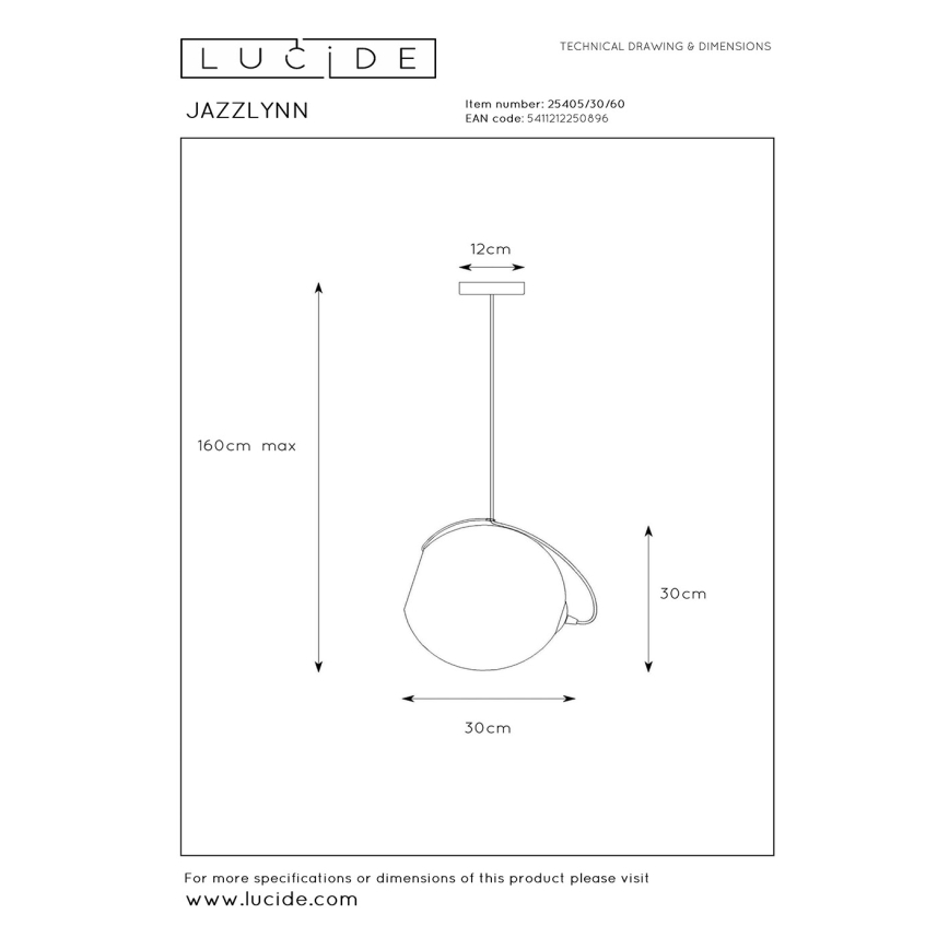Lucide 25405/30/60 - Lustr na lanku JAZZLYNN 1xE27/60W/230V pr. 30 cm