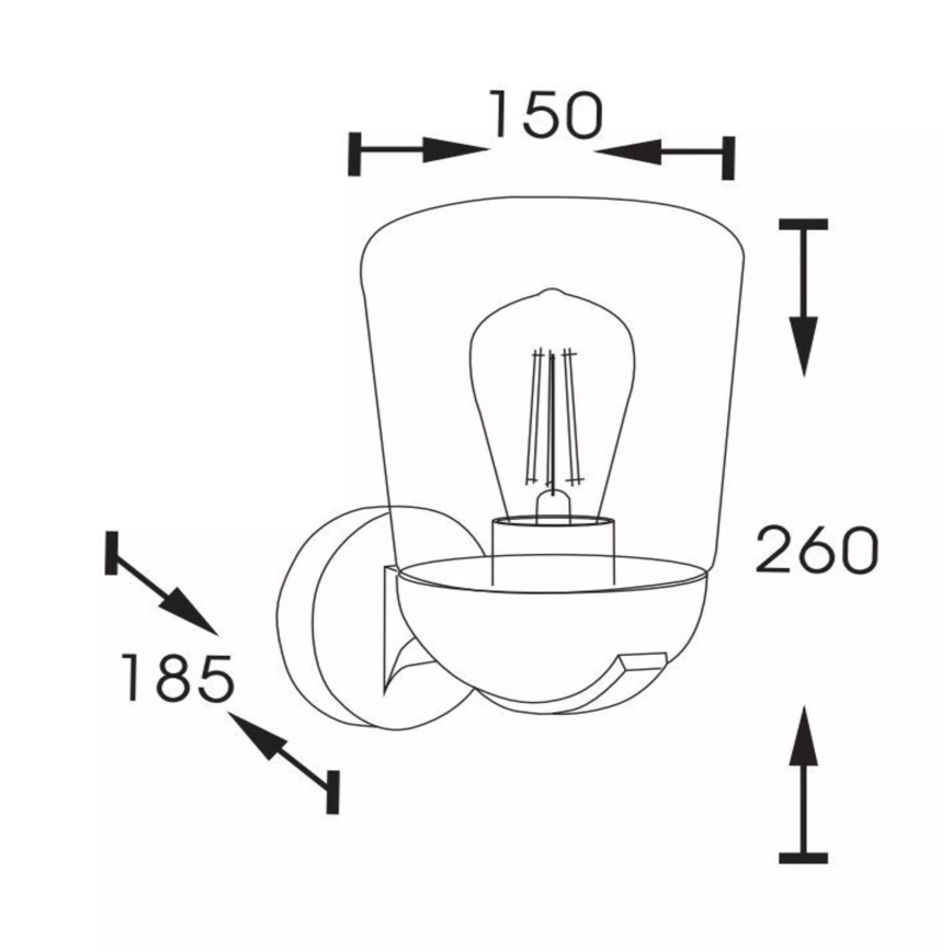 Lucide 27837/01/30 - Venkovní nástěnná lampa TULSA 1xE27/40W/230V IP44 černá
