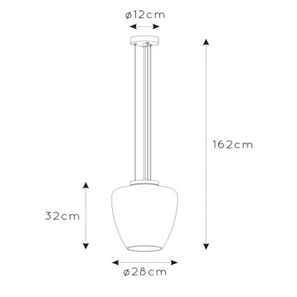 Lucide 30473/28/65 - Lustr na lanku FLORIEN 1xE27/60W/230V černá