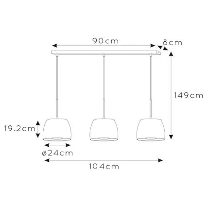 Lucide 30488/03/33 - Lustr na lanku NOLAN 3xE27/40W/230V zelená