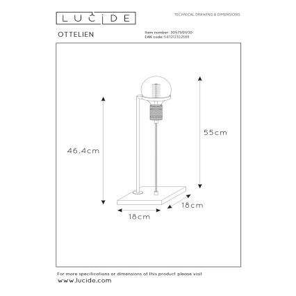 Lucide 30571/01/30 - Stolní lampa OTTELIEN 1xE27/60W/230V