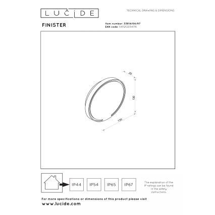 Lucide 33814/06/97 - LED Venkovní nástěnné svítidlo FINISTER LED/6W/230V IP54