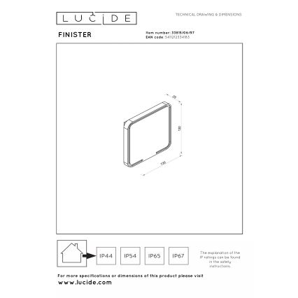 Lucide 33815/06/97 - LED Venkovní nástěnné svítidlo FINISTER LED/7W/230V IP54