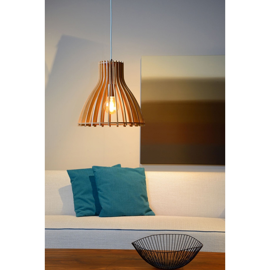 Lucide 34425/35/76 - Závěsné svítidlo BOUNDE 1xE27/60W/230V béžové 35 cm