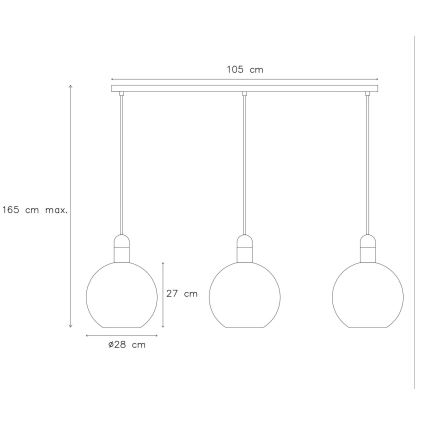 Lucide 34438/03/65 - Lustr na lanku JULIUS 3xE27/40W/230V