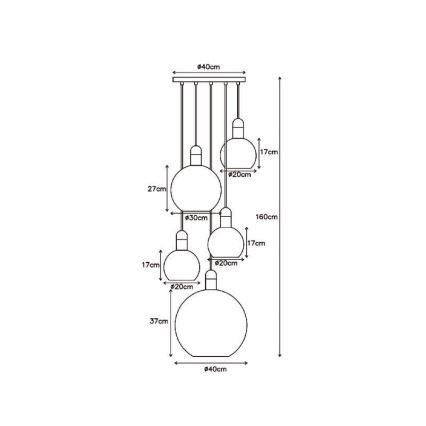 Lucide 34438/05/65 - Lustr na lanku JULIUS 5xE27/25W/230V