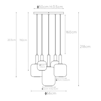 Lucide 45494/15/65 - Lustr na lanku JOANET 5xE27/40W/230V