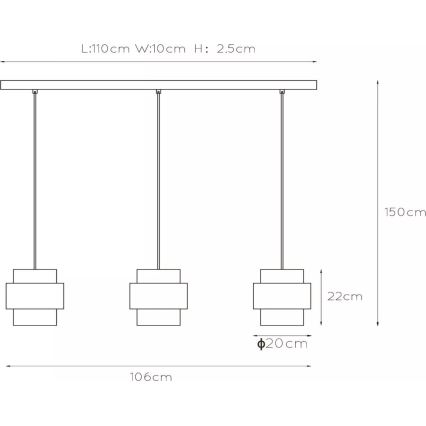 Lucide 45497/03/02 - Lustr na lanku FIRMIN 3xE27/40W/230V zlatá