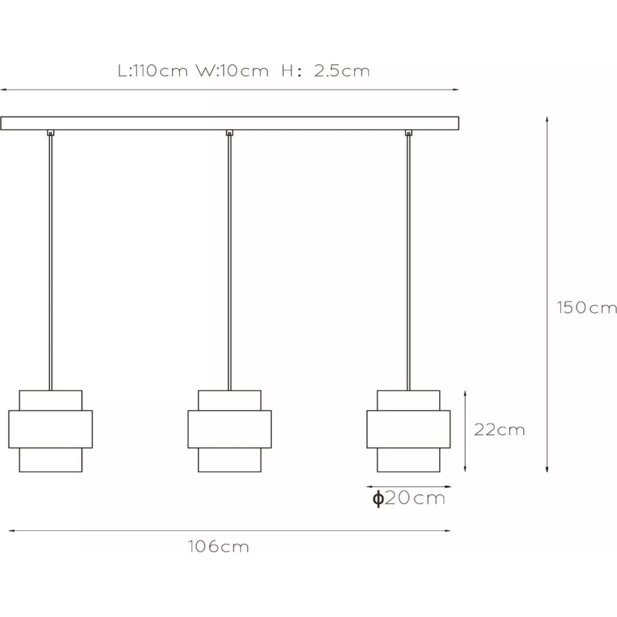 Lucide 45497/03/02 - Lustr na lanku FIRMIN 3xE27/40W/230V zlatá