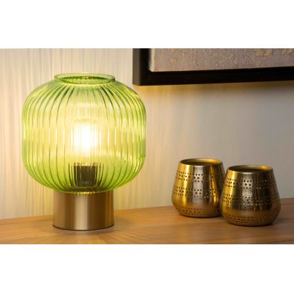 Lucide 45586/20/33 - Stolní lampa MALOTO 1xE27/40W/230V zelená/zlatá