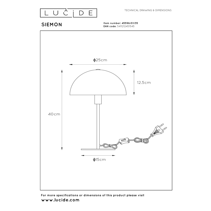 Lucide 45596/01/35 - Stolní lampa SIEMON 1xE14/25W/230V modrá