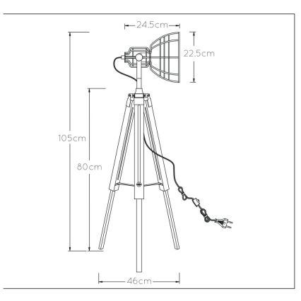 Lucide 45757/01/30 - Stojací lampa JOSHUA 1xE27/60W/230V