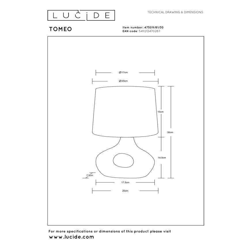 Lucide 47509/81/30 - Stolní lampa TOMEO 1xE14/40W/230V černá
