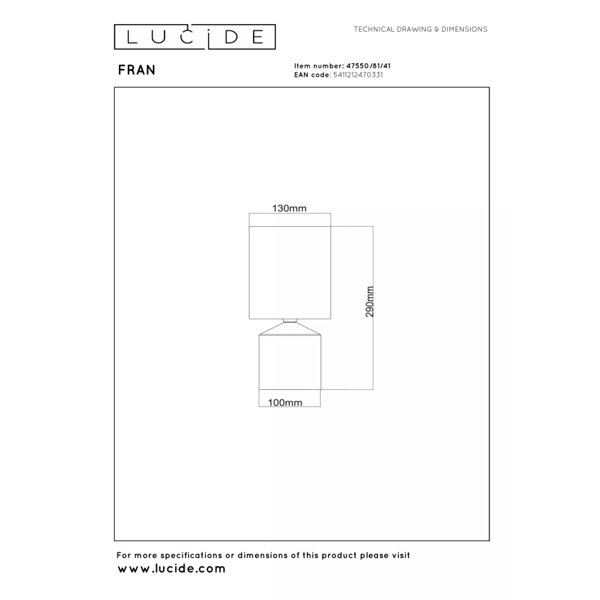 Lucide 47550/81/41 - Stolní lampa FRAN 1xE14/40W/230V hnědá