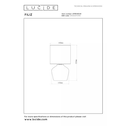 Lucide 47551/81/41 - Stolní lampa FILIZ 1xE14/40W/230V hnědá