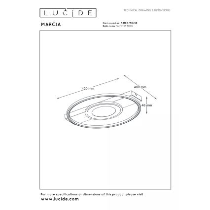 Lucide 53100/30/30 - LED Stmívatelné stropní svítidlo MARCIA LED/32W/230V 2700K 40x42 cm