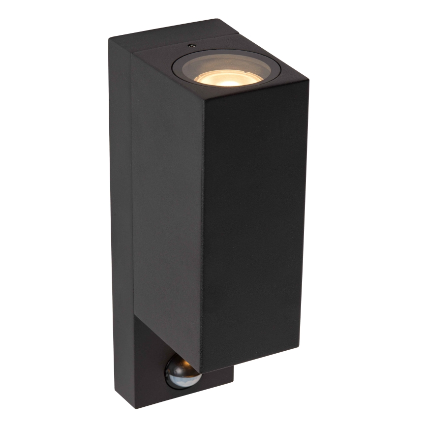 Lucide 69802/02/30 - Venkovní svítidlo se senzorem ZARO 2xGU10/7W/230V IP65 černá