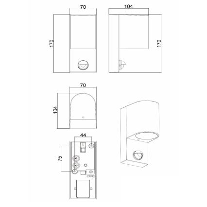 Lucide 69803/01/30 - Venkovní svítidlo se senzorem ZARO 1xGU10/7W/230V IP65 černá
