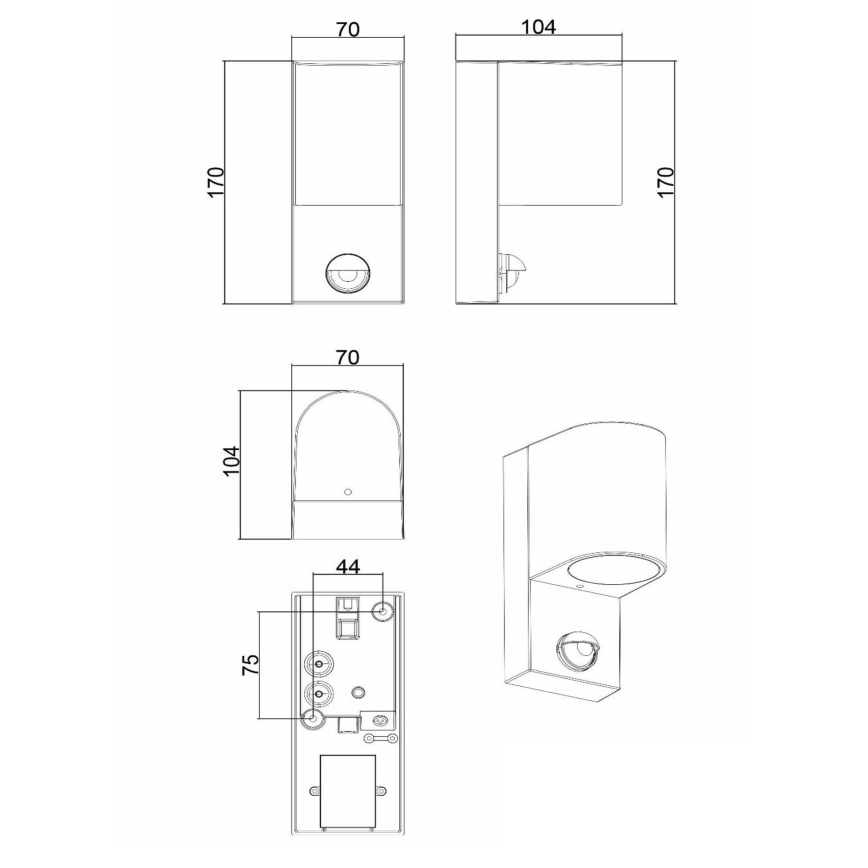 Lucide 69803/01/30 - Venkovní svítidlo se senzorem ZARO 1xGU10/7W/230V IP65 černá