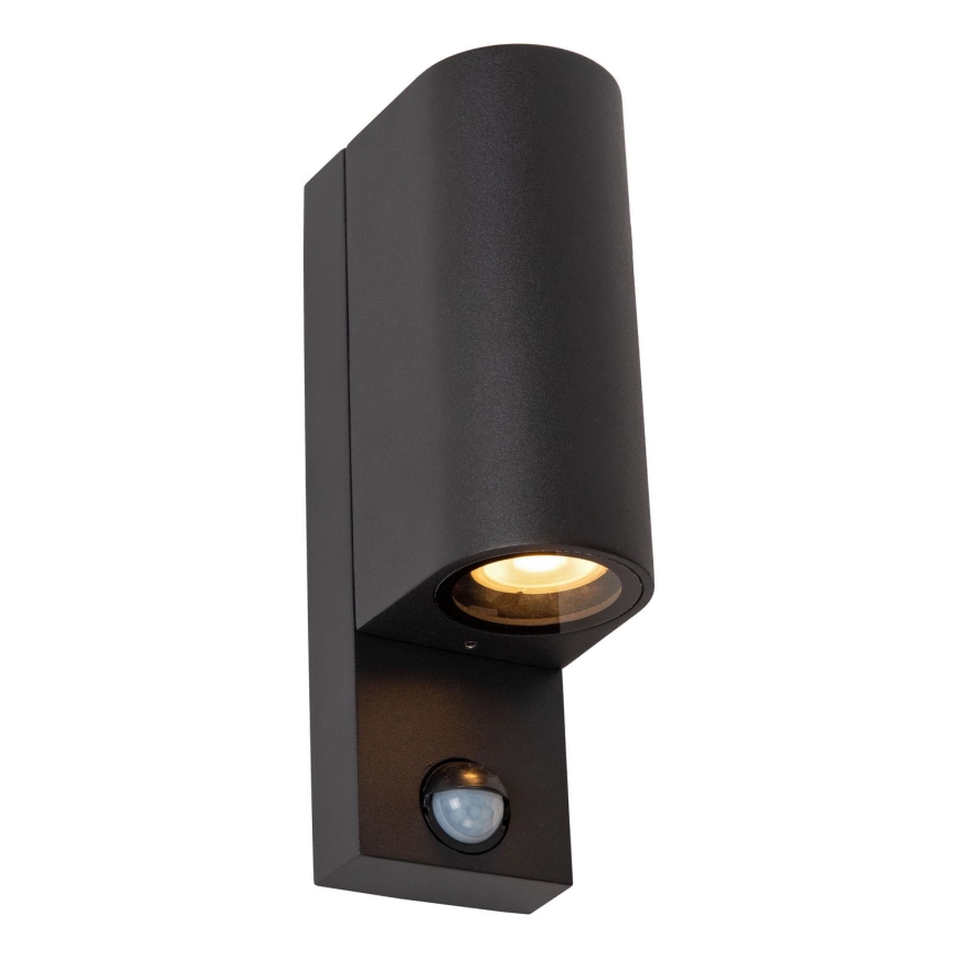 Lucide 69803/02/30 - Venkovní svítidlo se senzorem ZARO 2xGU10/7W/230V IP65 černá