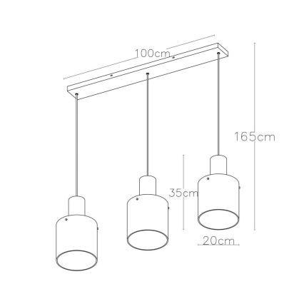 Lucide 74405/03/62 - Lustr na lanku TOLEDO 3xE27/40W/230V