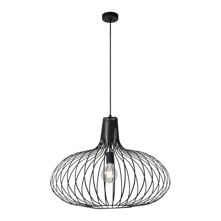 Lucide 78374/65/30 - Závěsné svítidlo MANUELA 1xE27/60W/230V černé 65 cm