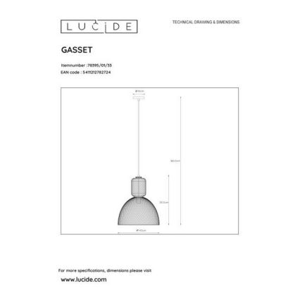 Lucide 78395/01/33 - Lustr na lanku GASSET 1xE27/60W/230V zelená