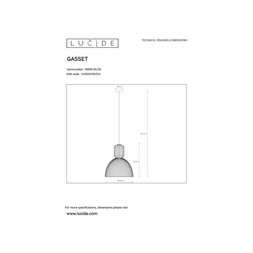 Lucide 78395/01/33 - Lustr na lanku GASSET 1xE27/60W/230V zelená