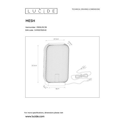 Lucide 78592/01/30 - Stolní lampa MESH 1xE27/60W/230V černá