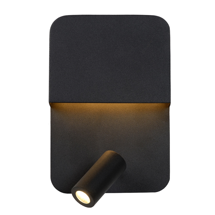 Lucide 79200/08/30 - LED Nástěnné svítidlo BOXER LED/5W/230V + LED/5W USB černá